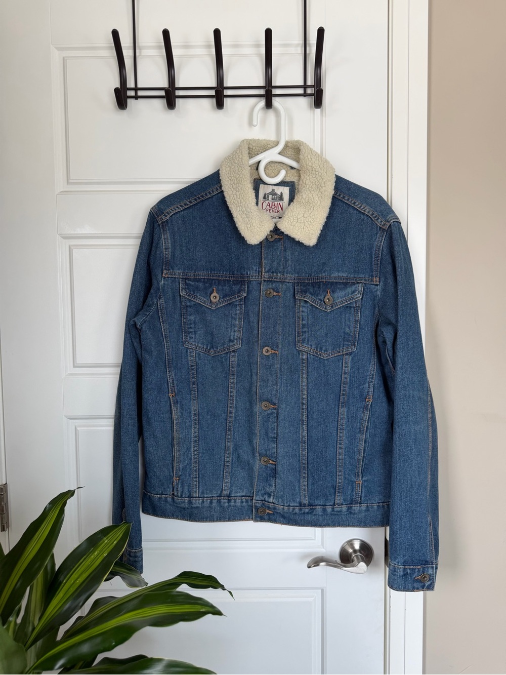 Levi's Blue Denim Jacket with Cream Sherpa Collar